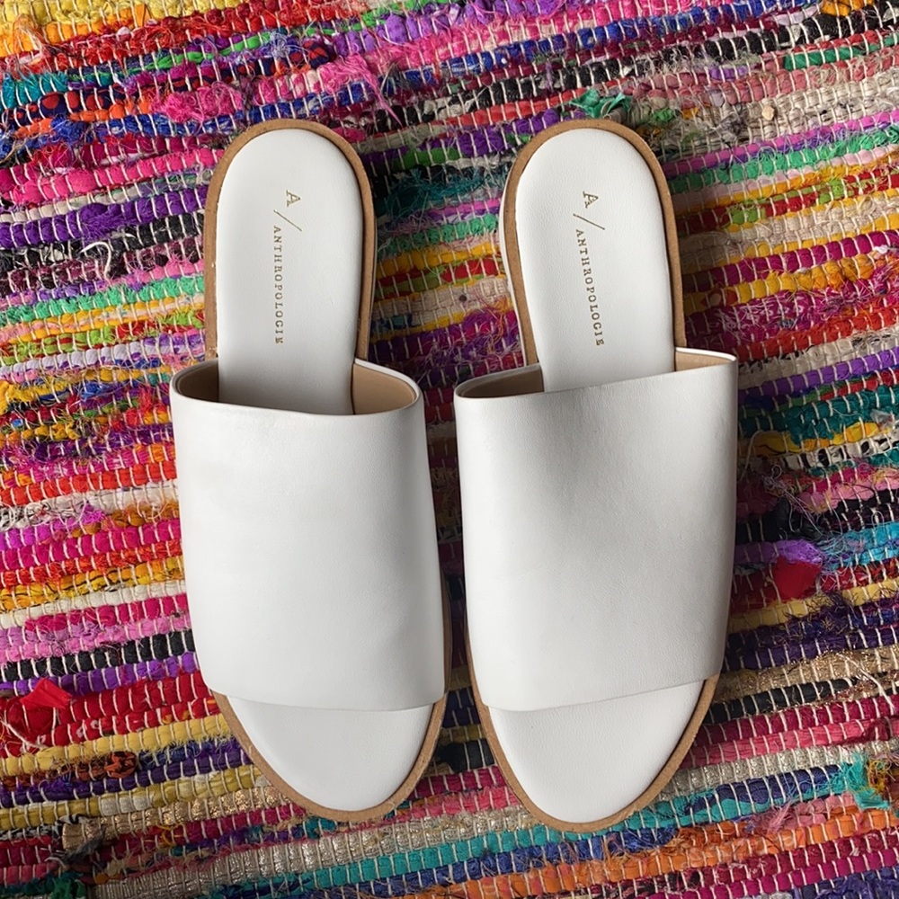 Anthropologie White Sandals - Cady Sport Slides 41